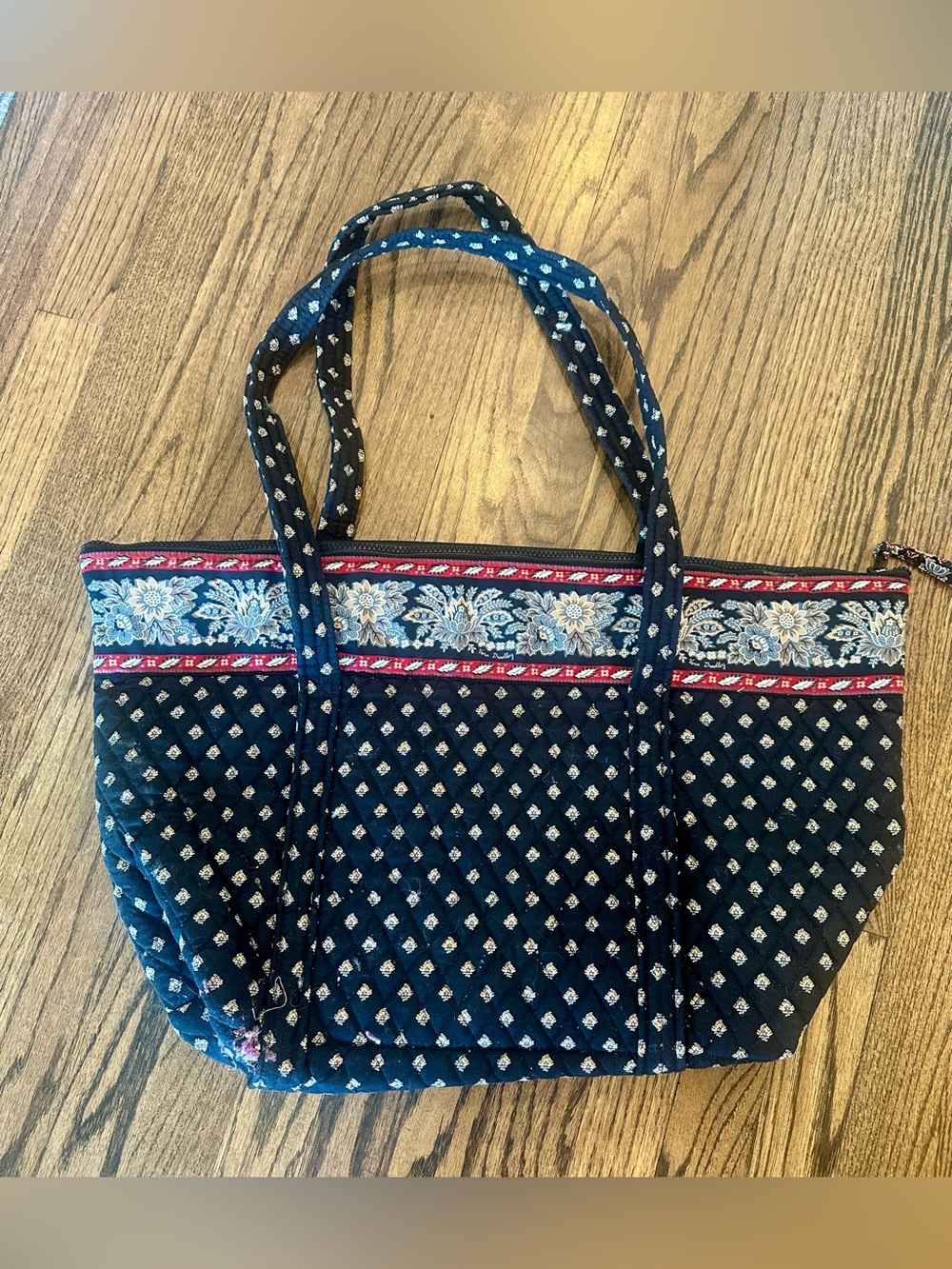 Vera Bradley Quilted Black Floral Large Tote Bag
